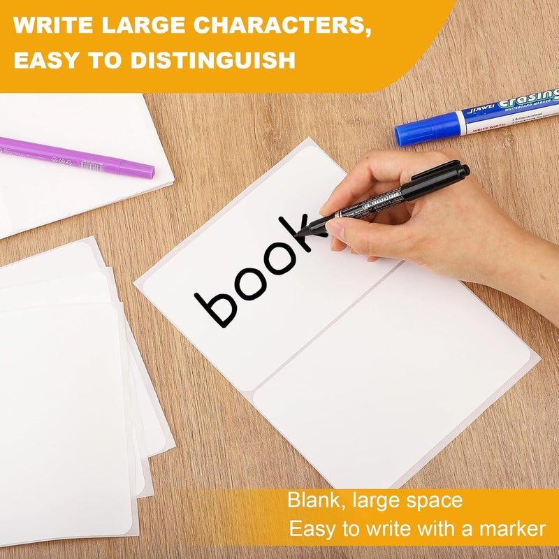 Thboxes 100 Pcs Labels for Storage Bins, 6 x 4 inch Large Label Stickers with 1 Double-ended Marker, Pen Removable Labels Adhesive Moving Labels Blank Labels Tear Resistant No Residue for School Business Home - Image 3